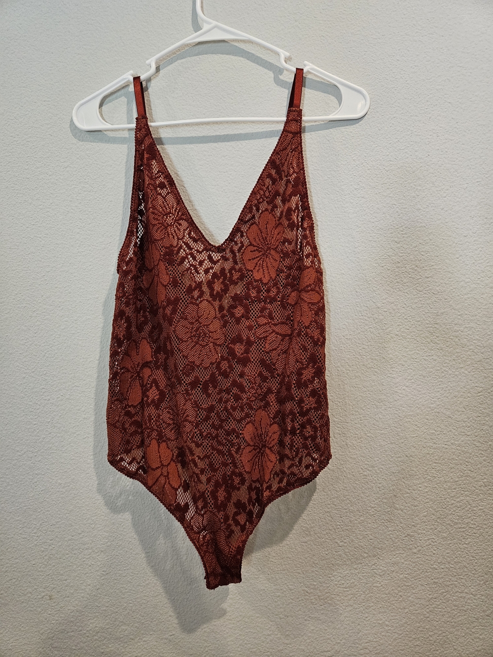 Free People Rust Floral Lace Bodysuit